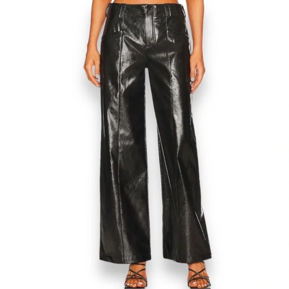 Free People Star Crossed Lovers Straight Vegan Black Pants Size 2 NWOT - Picture 6 of 15